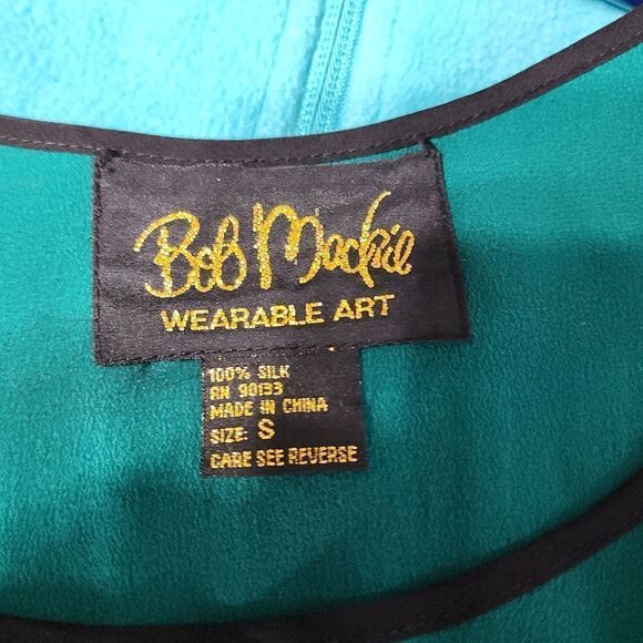 Bob Mackie green silk top sleeveless szs - Picture 5 of 5